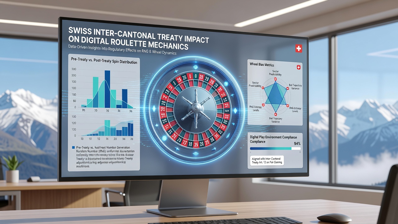 Digital roulette wheel interface displaying standardized mechanics under Swiss cantonal regulations